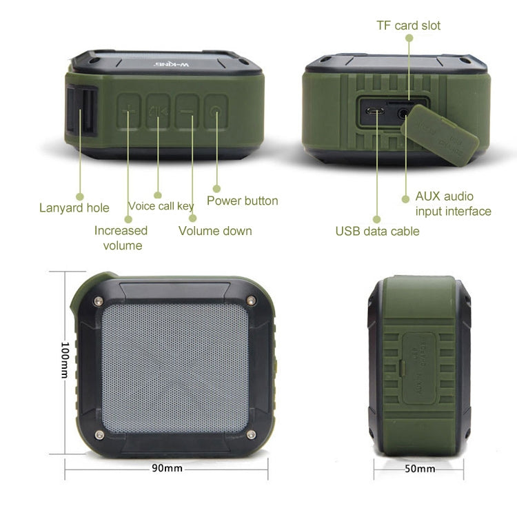 W-KING S7 Mini Wireless Water-resistant Loudspeaker With TF/FM/AUX/NFC Bluetooth Bike Speaker(Army Green)