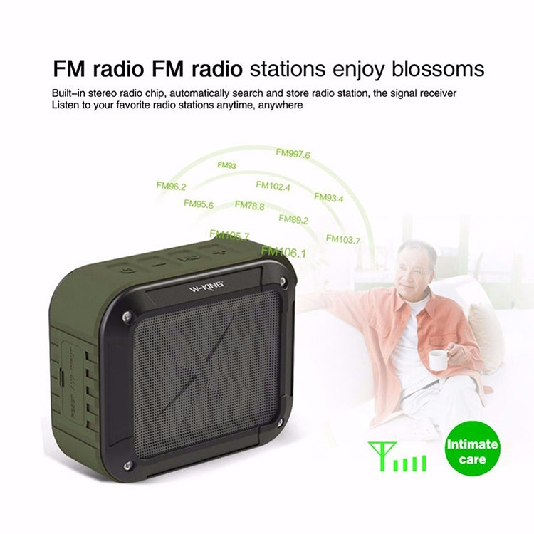 W-KING S7 Mini Wireless Waterproof Loudspeaker With TF/FM/AUX/NFC Bluetooth Bike Speaker(Army Green) - free shipping - PMC Jewellery - Order now!