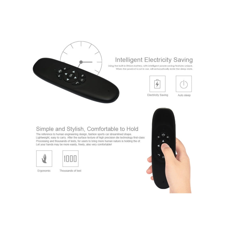 C120 2.4G Mini Keyboard Wireless Remote Mouse with 3-Gyro & 3-Gravity Sensor for PC / HTPC / IPTV / Smart TV and Android TV Box etc(Black) - free shipping - PMC TechLife - Order now!