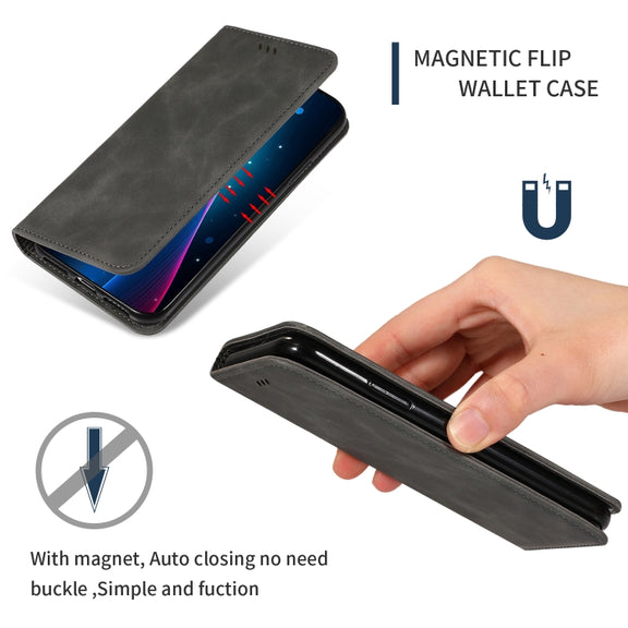Retro Skin Feel Business Magnetic Horizontal Flip Leather Case for Huawei Honor 10 Lite / Honor 20 Lite / Honor 10i / Honor 20i(Dark Gray)