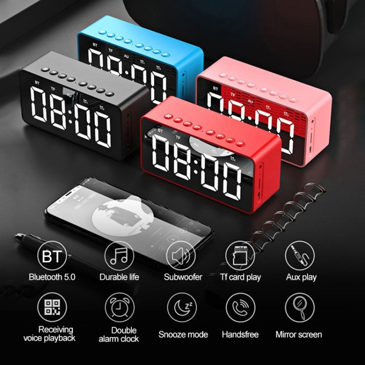 AEC BT506 Speaker with Mirror, LED Clock Display, Dual Alarm Clock, Snooze, HD Hands-free Calling, HiFi Stereo(Black) - free shipping - PMC Jewellery - Order now!