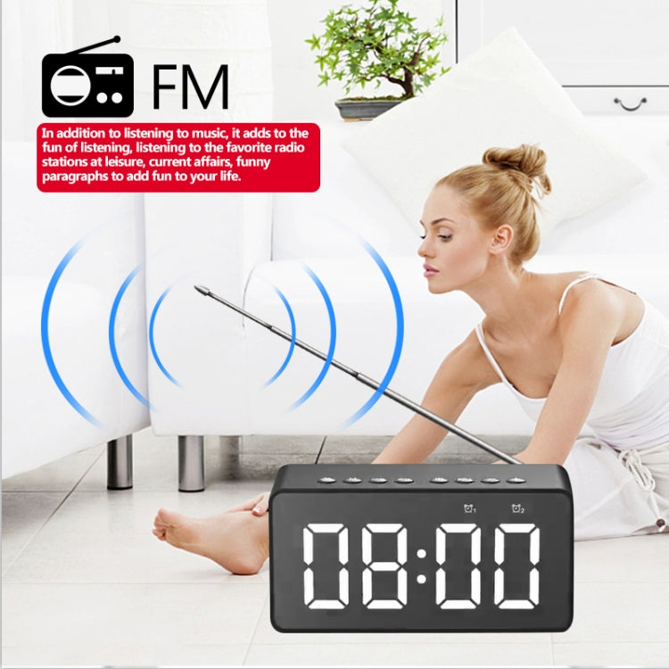 AEC BT506 Speaker with Mirror, LED Clock Display, Dual Alarm Clock, Snooze, HD Hands-free Calling, HiFi Stereo(Black) - free shipping - PMC Jewellery - Order now!