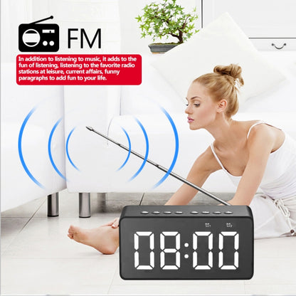 AEC BT506 Speaker with Mirror, LED Clock Display, Dual Alarm Clock, Snooze, HD Hands-free Calling, HiFi Stereo(Black) - free shipping - PMC Jewellery - Order now!