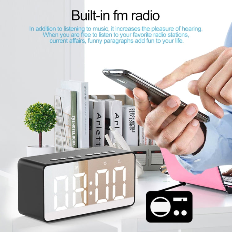 AEC BT506 Speaker with Mirror, LED Clock Display, Dual Alarm Clock, Snooze, HD Hands-free Calling, HiFi Stereo(Black) - free shipping - PMC Jewellery - Order now!