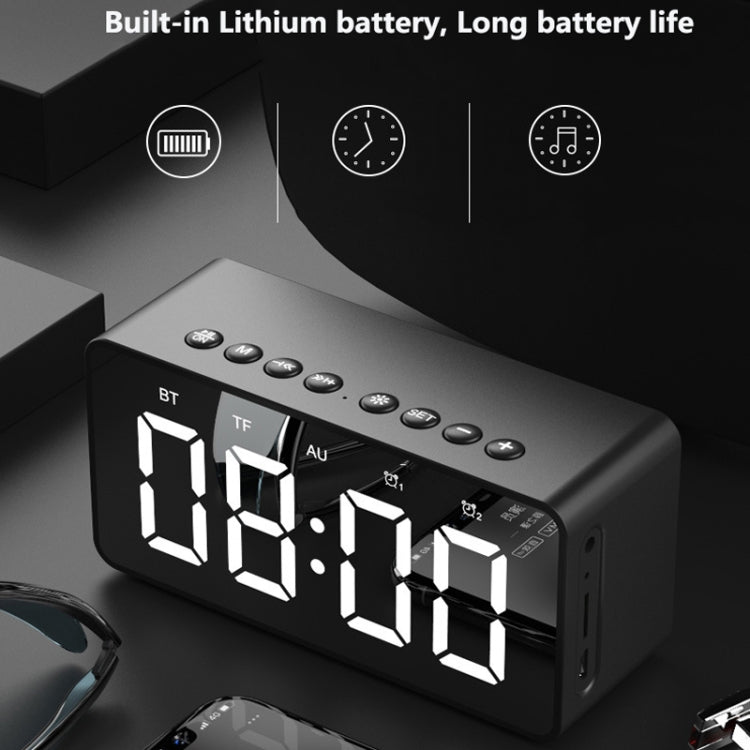 AEC BT506 Speaker with Mirror, LED Clock Display, Dual Alarm Clock, Snooze, HD Hands-free Calling, HiFi Stereo(Black) - free shipping - PMC Jewellery - Order now!