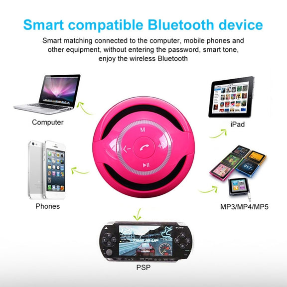 A18 Ball Bluetooth Speaker with LED Light Portable Wireless Mini Speaker Mobile Music MP3 Subwoofer Support TF (Pink)