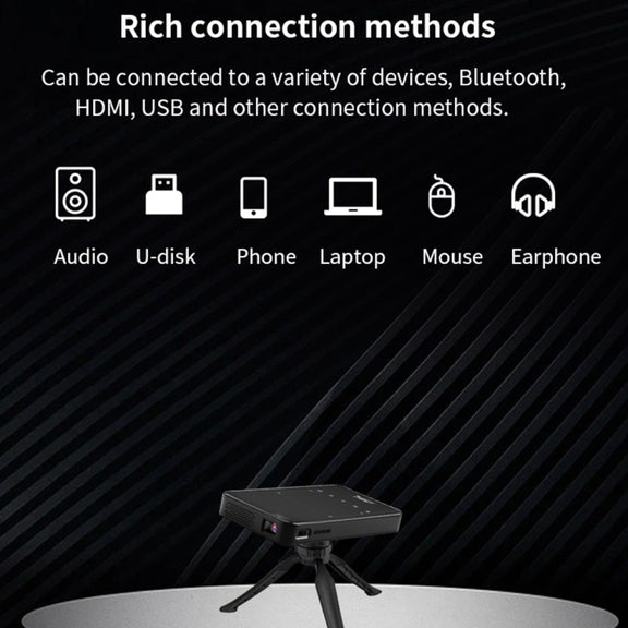 S90 DLP Android 9.0 1GB+8GB 4K Mini WiFi Smart Projector, EU Plug(Black)