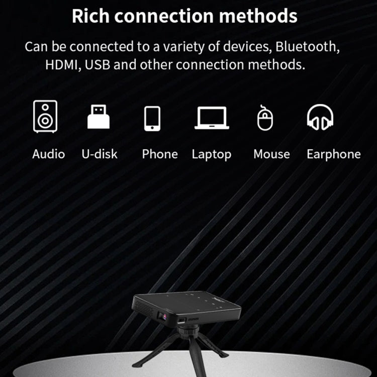 S90 DLP Android 9.0 1GB+8GB 4K Mini WiFi Smart Projector, EU Plug(Black)