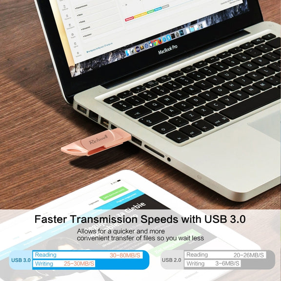 Richwell DXZ66 USB Flash Disk 16G 3 in 1 Micro USB + 8 Pin + USB 3.0 Compatible IPhone & IOS(Silver)