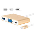 USB Type C to VGA 3-in-1 Hub Adapter supports USB Type C tablets and laptops for Macbook Pro / Google ChromeBook(Gold) - free shipping - PMC Jewellery - Order now!