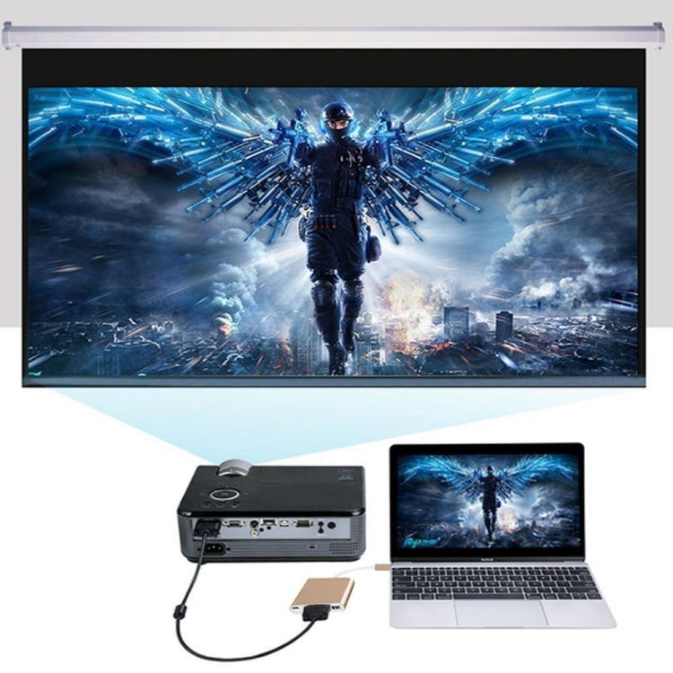 USB Type C to VGA 3-in-1 Hub Adapter supports USB Type C tablets and laptops for Macbook Pro / Google ChromeBook(Silver) - Cable & Adapters by PMC TechLife | Online Shopping South Africa | PMC TechLife