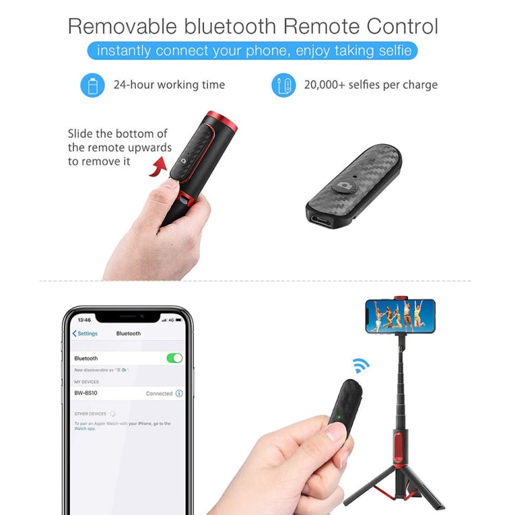 M18 Portable Selfie Stick Remote Control Mobile Phone Holder(Red)