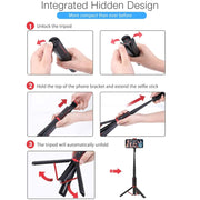 M18 Portable Selfie Stick Remote Control Mobile Phone Holder(Black Tarnish)