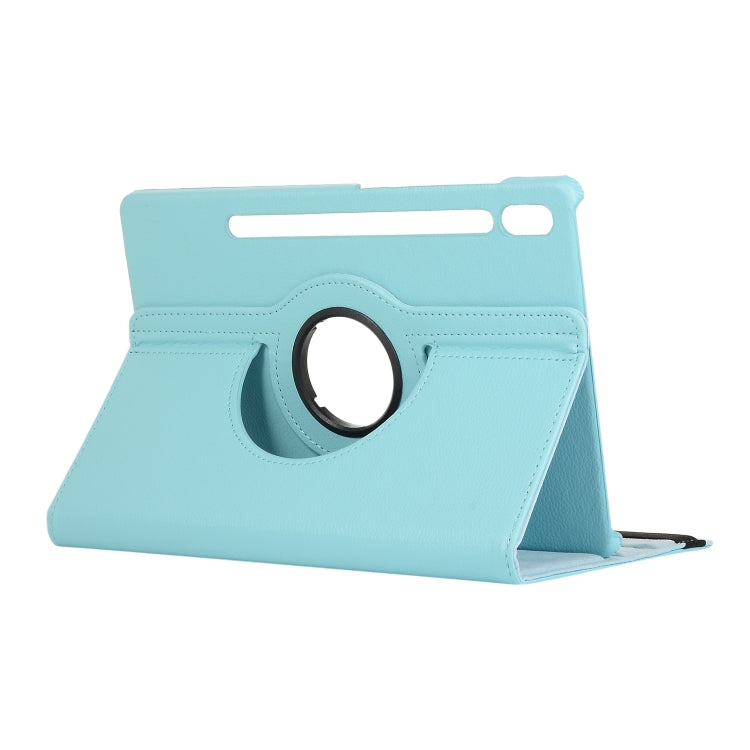 ENKAY 360 Degree Rotation Lichi Texture Leather Case with Holder for Samsung Galaxy Tab S6 10.5 T860 / T865(Light Blue)