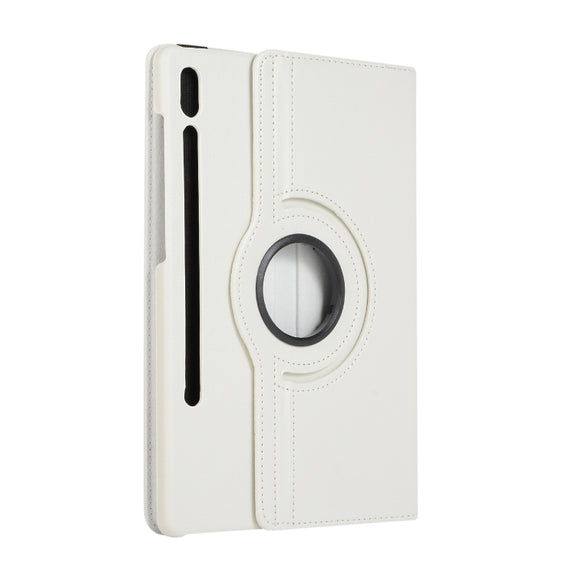 ENKAY 360 Degree Rotation Lichi Texture Leather Case with Holder for Samsung Galaxy Tab S6 10.5 T860 / T865(White)