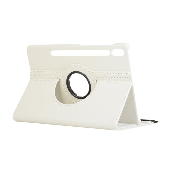 ENKAY 360 Degree Rotation Lichi Texture Leather Case with Holder for Samsung Galaxy Tab S6 10.5 T860 / T865(White)