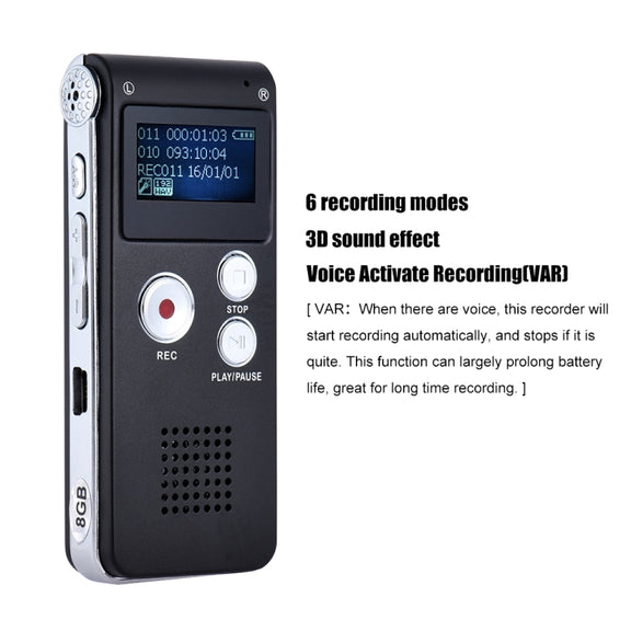 SK-012 8GB Voice Recorder USB Professional Dictaphone  Digital Audio With WAV MP3 Player VAR   Function Record(Purple)