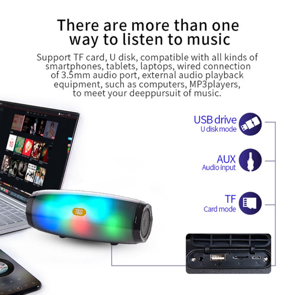 T&G TG165 5W*2 Portable Wireless Speaker Speaker With Dancing LED Flashing Light Mp3 AUX USB FM Radio Stereo Subwoofer(Green)