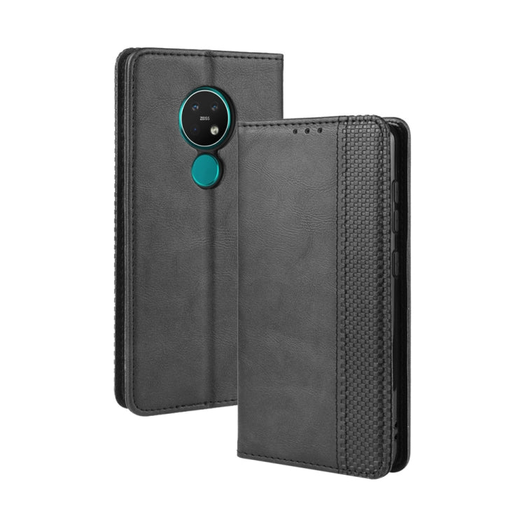 For Nokia 7.2 / Nokia 6.2 Magnetic Buckle Retro Crazy Horse Texture Horizontal Flip Leather Case , with Holder & Card Slots & Photo Frame(Black) - Nokia Cases by PMC TechLife | Online Shopping South Africa | PMC TechLife | Buy Now Pay Later Mobicred