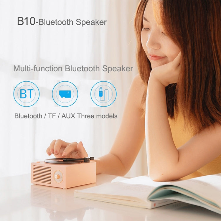 X10 Atomic Bluetooth Speakers Retro Vinyl Player Desktop Wireless Creative Multifunction Mini Stereo Speakers(Nordic Pink)