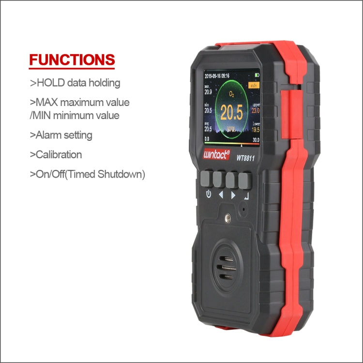 WINTACT WT8811 Compoud Gas Monitor LCD Display Rechargeable Multifunction 4 in1 Combustible O2 H2S CO Gas Sensor Sound-light Vibration Alarm - free shipping - PMC TechLife - Order now!