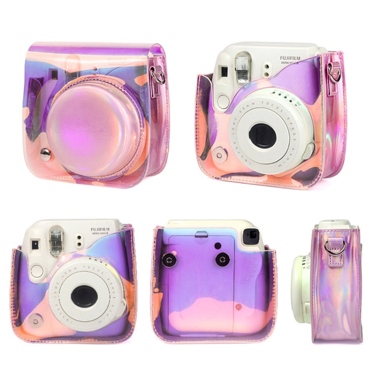 Richwell Translucent PVC Camera Bag for Fujifilm Instax Mini 8 8+ 9 Cover Case with Shoulder Strap Gradient Pink Shell - Leather Bag by Richwell | Online Shopping South Africa | PMC TechLife | Buy Now Pay Later Mobicred