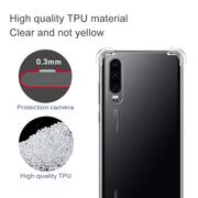 For Huawei P30 Four-Corner Anti-Drop Ultra-Thin Transparent TPU Phone Case(Transparent)