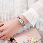 SKMEI 1407 Business Fashion Watch with Diamonds Delicate and Elegant Square Zinc Alloy Quartz Watch for Women Silvery
