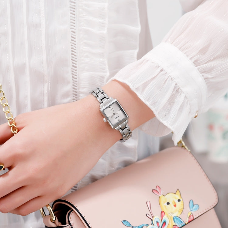 SKMEI 1407 Business Fashion Watch with Diamonds Delicate and Elegant Square Zinc Alloy Quartz Watch for Women Silvery