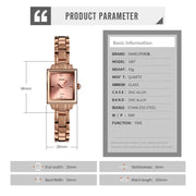 SKMEI 1407 Business Fashion Watch with Diamonds Delicate and Elegant Square Zinc Alloy Quartz Watch for Women Silvery