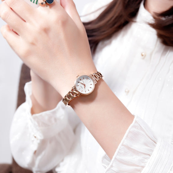 Skmei 1410 Lady Quartz Watch European and American Fashion Watch Business Leisure Steel Belt Lady Watch(Silver)