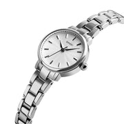Skmei 1410 Lady Quartz Watch European and American Fashion Watch Business Leisure Steel Belt Lady Watch(Silver)
