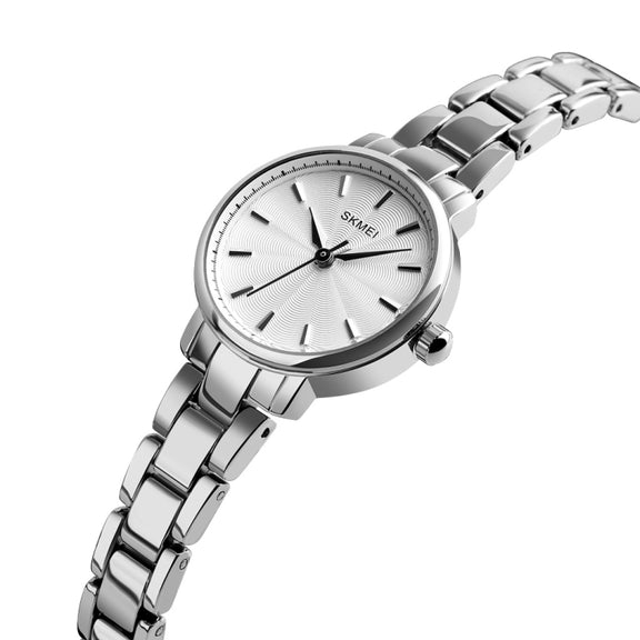 Skmei 1410 Lady Quartz Watch European and American Fashion Watch Business Leisure Steel Belt Lady Watch(Silver)