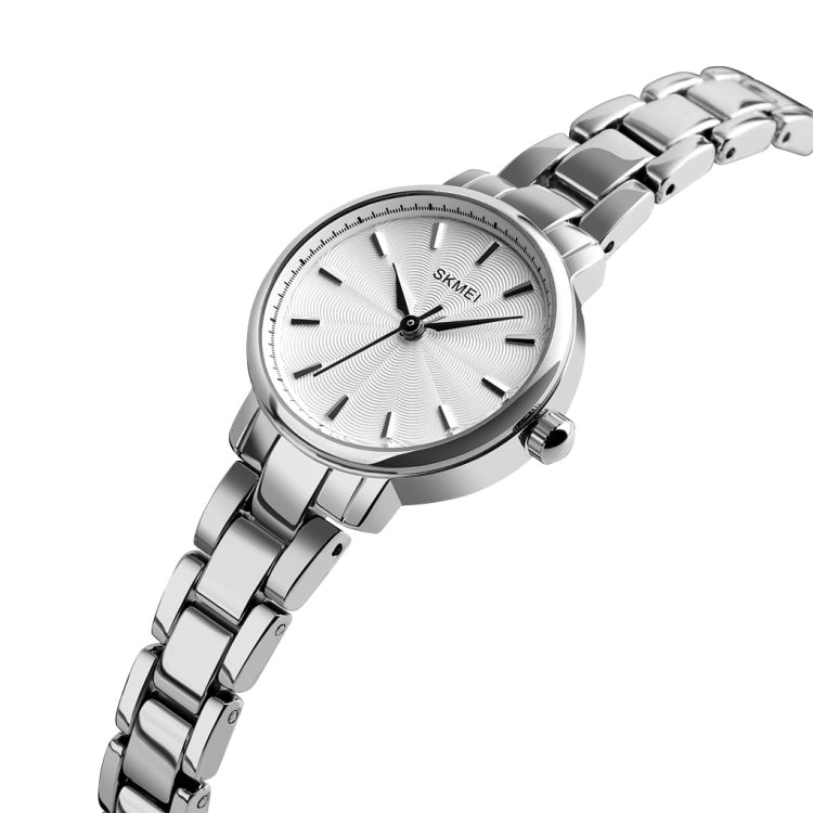 Skmei 1410 Lady Quartz Watch European and American Fashion Watch Business Leisure Steel Belt Lady Watch(Silver)