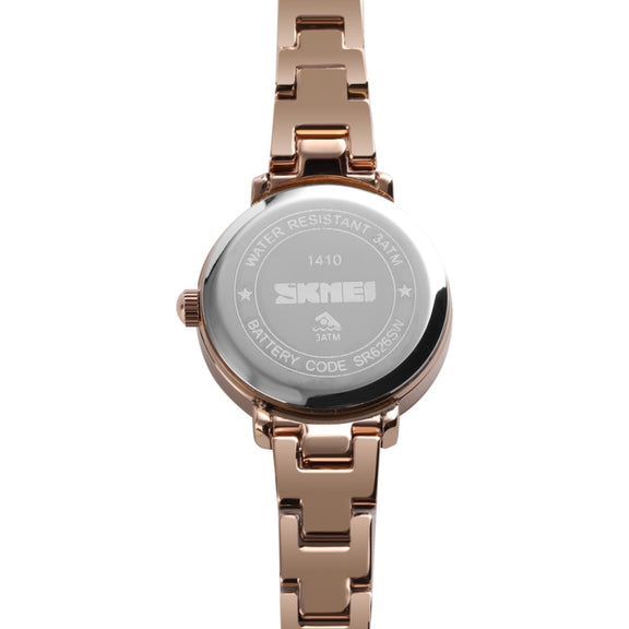Skmei 1410 Lady Quartz Watch European and American Fashion Watch Business Leisure Steel Belt Lady Watch(Silver)