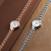 Skmei 1410 Lady Quartz Watch European and American Fashion Watch Business Leisure Steel Belt Lady Watch(Silver)