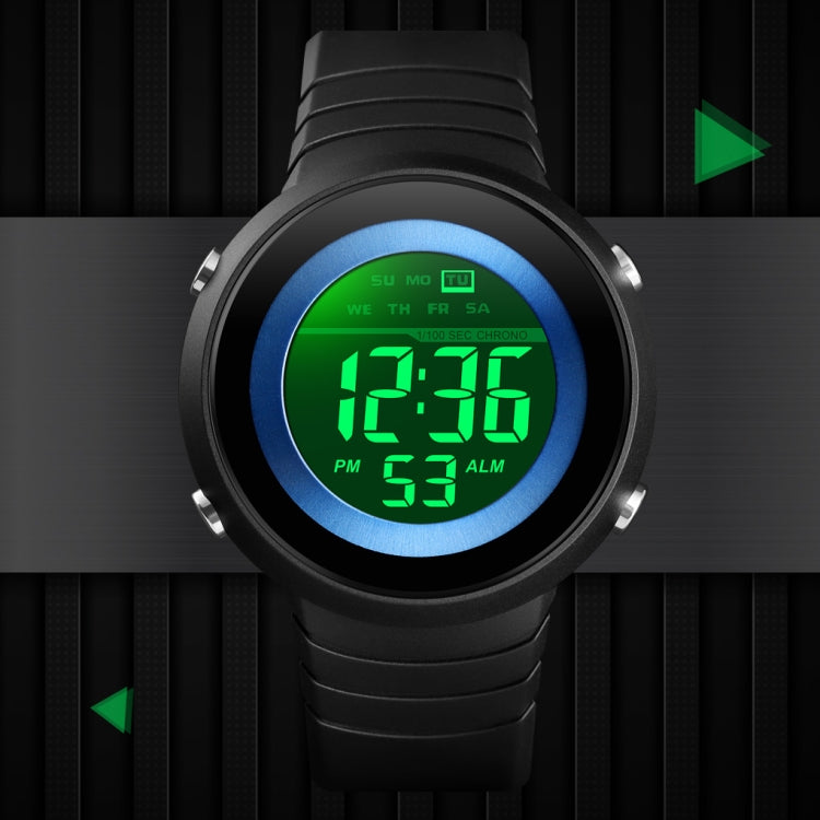 SKMEI 1497 Fashion Simple Backlight Single Display Electronic Watch Timing Alarm Watch(Blue White) - free shipping - PMC TechLife - Order now!