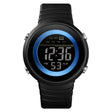 SKMEI 1497 Fashion Simple Backlight Single Display Electronic Watch Timing Alarm Watch(Blue Black) - free shipping - PMC TechLife - Order now!