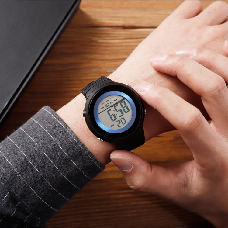 SKMEI 1497 Fashion Simple Backlight Single Display Electronic Watch Timing Alarm Watch(Blue Black) - free shipping - PMC TechLife - Order now!