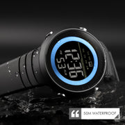 SKMEI 1497 Fashion Simple Backlight Single Display Electronic Watch Timing Alarm Watch(Black  White)