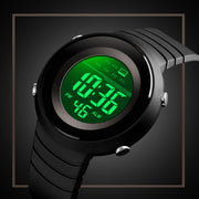 SKMEI 1497 Fashion Simple Backlight Single Display Electronic Watch Timing Alarm Watch(Black  White)