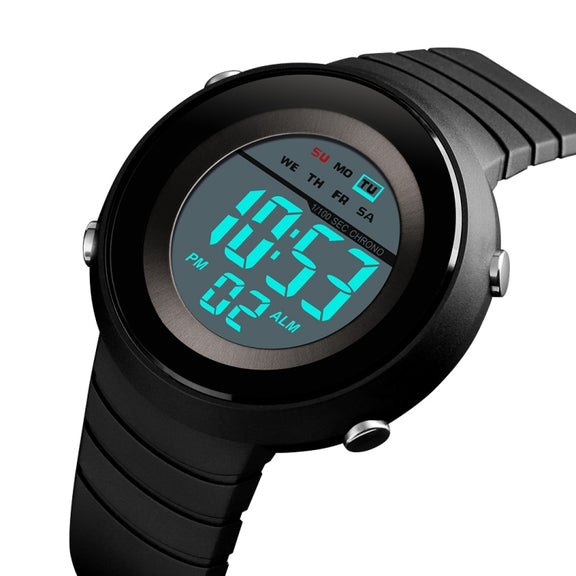 SKMEI 1497 Fashion Simple Backlight Single Display Electronic Watch Timing Alarm Watch(Black  White)