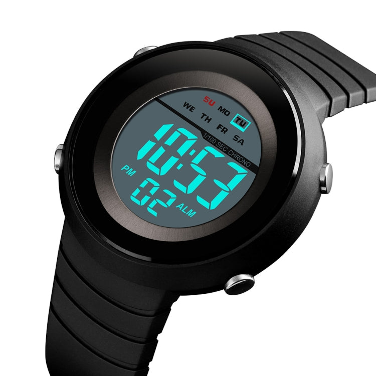 SKMEI 1497 Fashion Simple Backlight Single Display Electronic Watch Timing Alarm Watch(Black  White)