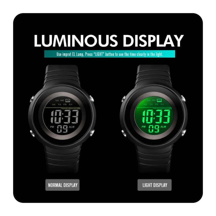 SKMEI 1497 Fashion Simple Backlight Single Display Electronic Watch Timing Alarm Watch(Black )