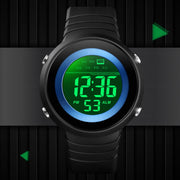 SKMEI 1497 Fashion Simple Backlight Single Display Electronic Watch Timing Alarm Watch(Black )