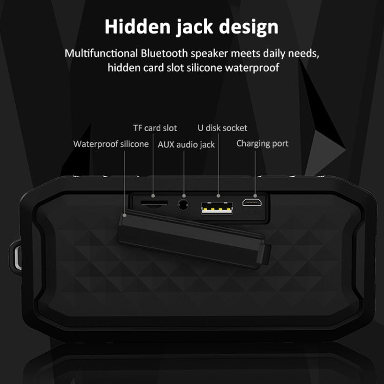 M3 Wireless Bluetooth Speakers Water-resistant Portable Outdoor Loudspeaker Mini Box Speaker Support FM & TF & U Disk(Black)