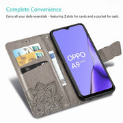 For OPPO A5 (2020) / A9 (2020) Butterfly Love Flower Embossed Horizontal Flip Leather Case with Bracket Lanyard Card Slot Wallet(Dark Purple)