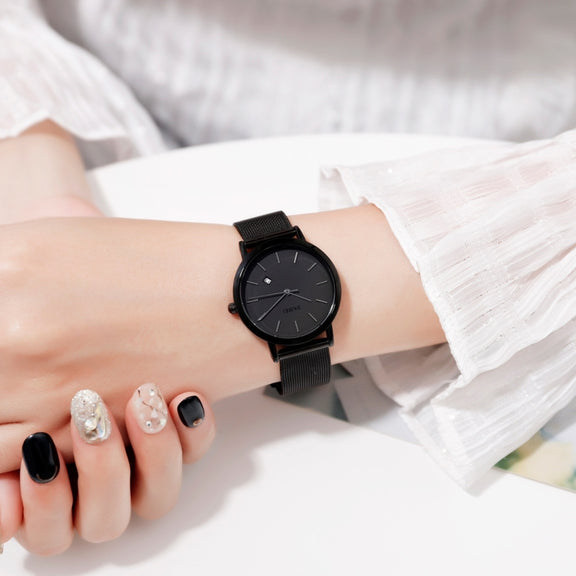 SKMEI 1530 Fashion Europe And America Simple Business Women Wristwatch Elegant Thin Female Student Quartz Watch(Black)