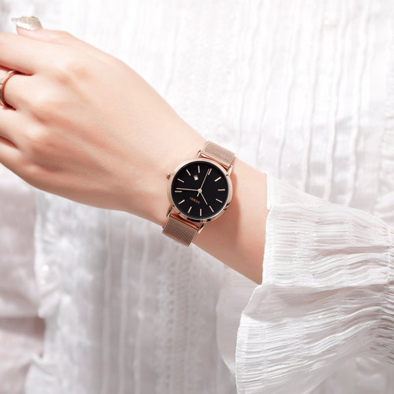 SKMEI 1530 Fashion Europe And America Simple Business Women Wristwatch Elegant Thin Female Student Quartz Watch(Rose Gold)