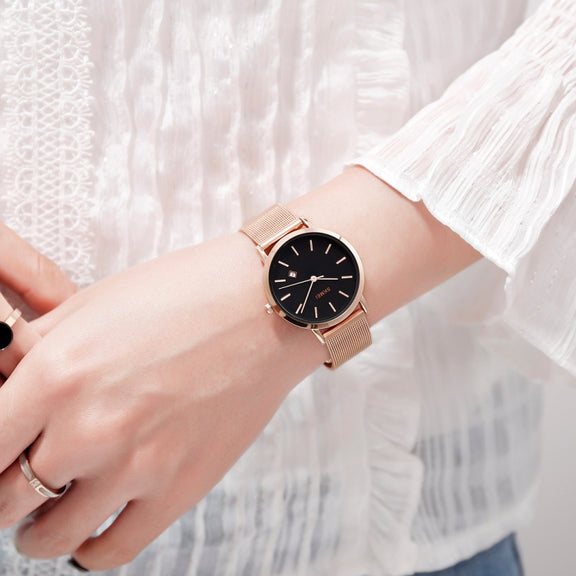 SKMEI 1530 Fashion Europe And America Simple Business Women Wristwatch Elegant Thin Female Student Quartz Watch(Rose Gold)